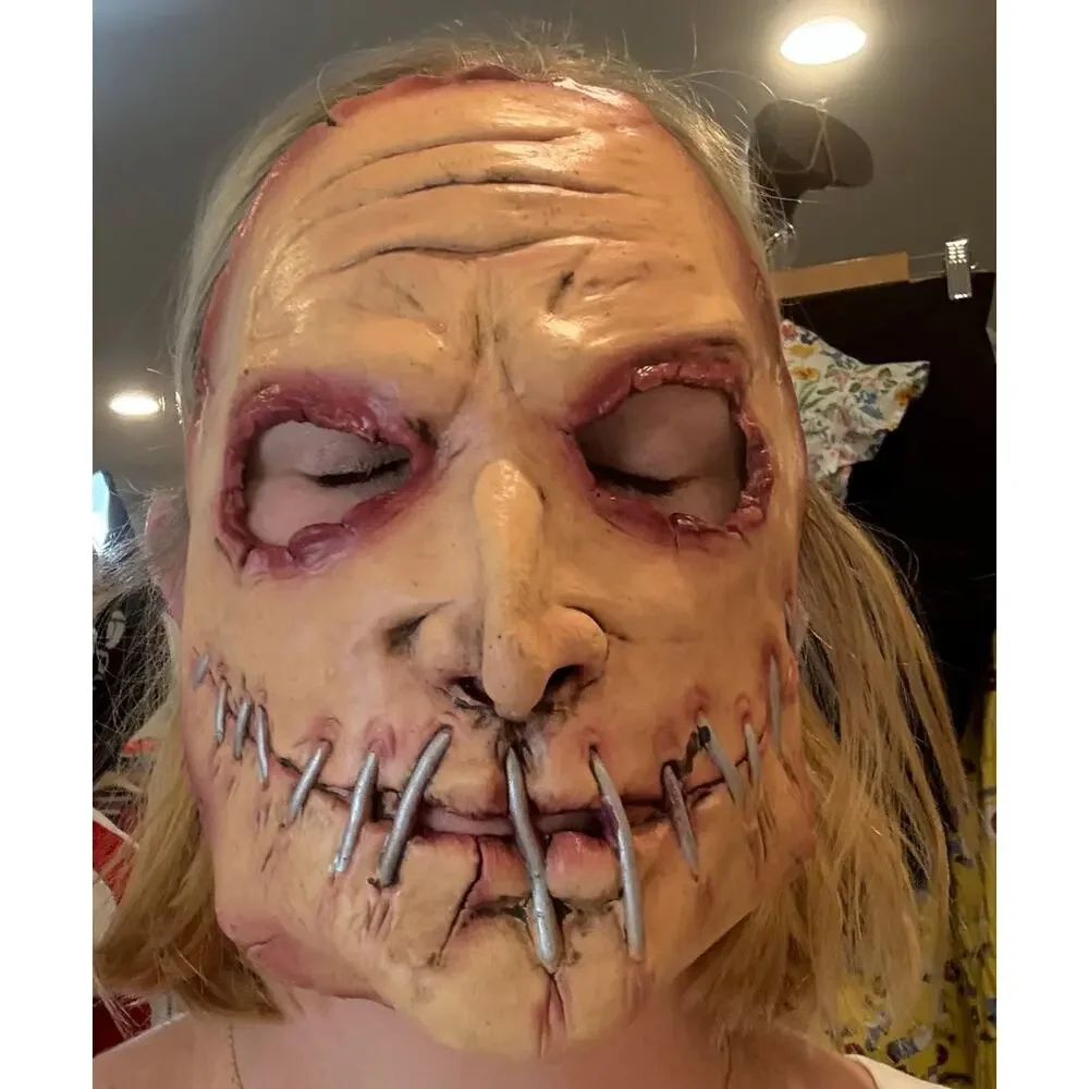 Stitched Smile Latex Halloween Mask Cannibal Serial Killer Leatherface Costume